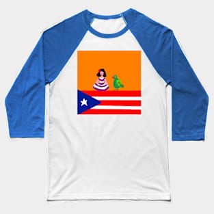 Sporty Puerto Rico Design on Blue Background Baseball T-Shirt